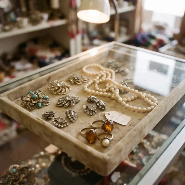 Vintage jewelry at a thrift store